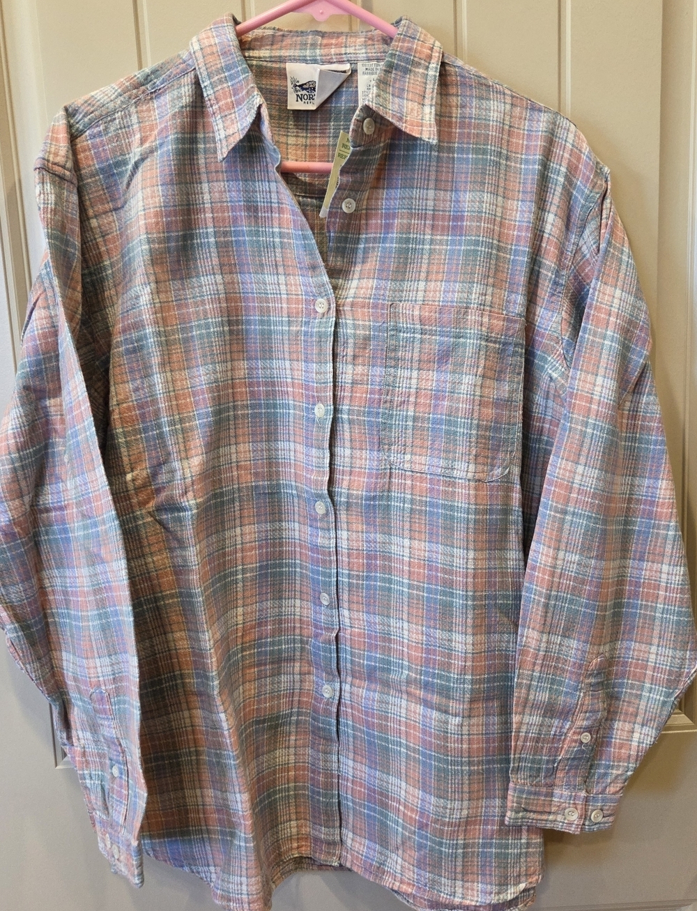 VTG Northern Reflections Plaid Flannel Button Down - 100% Cotton Large Womens